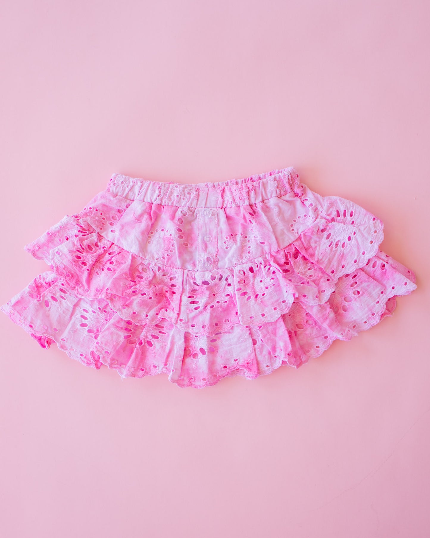 Eyelet Tiered Skirt | Pink Tie Dye