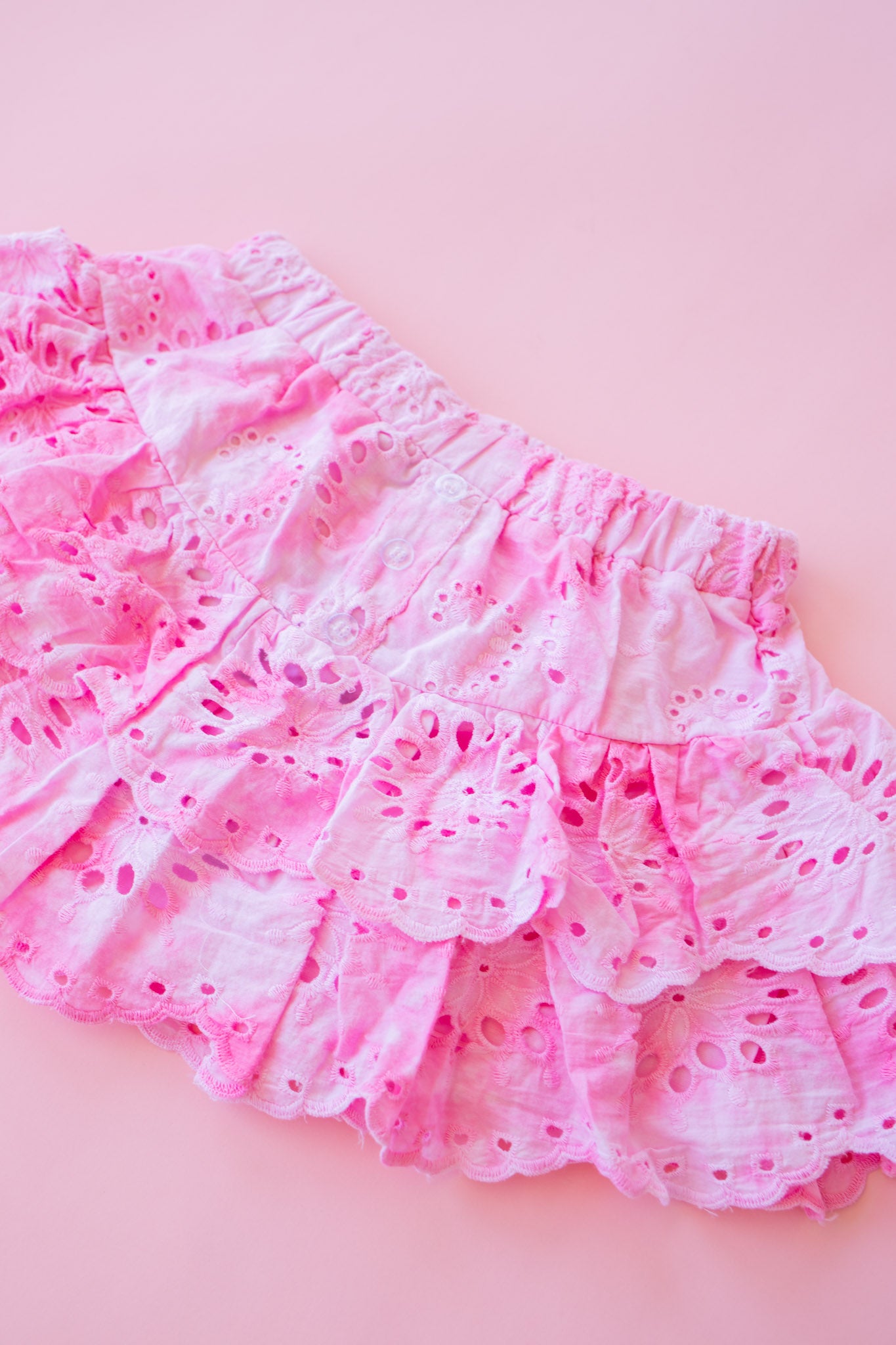Eyelet Tiered Skirt | Pink Tie Dye