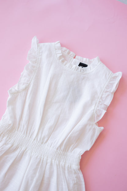 Ruffle Shoulder Sleeveless Dress I White