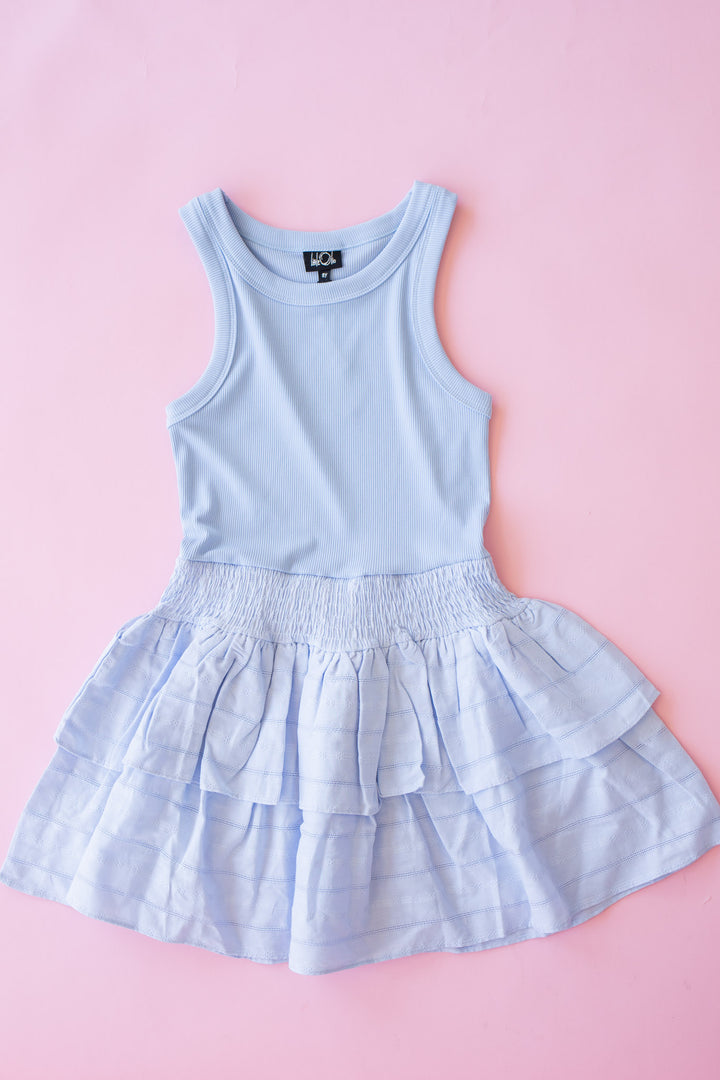 Tank Dress with Ruffle Skirt I Light Blue