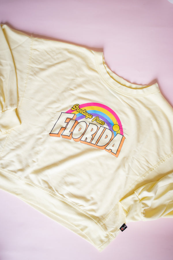 LONG SLEEVE FLORIDA DOLMAN SWEATSHIRT | YELLOW