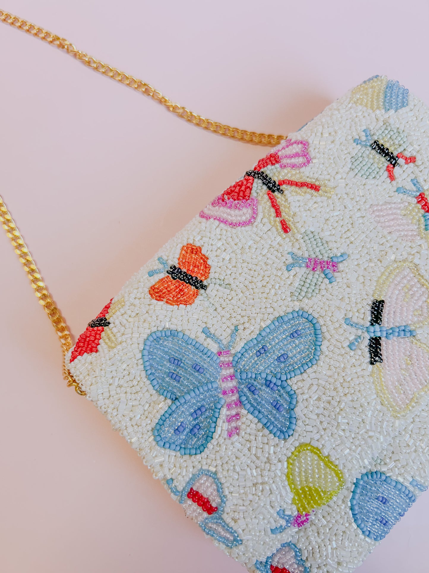 Ivory Butterfly Beaded Bag