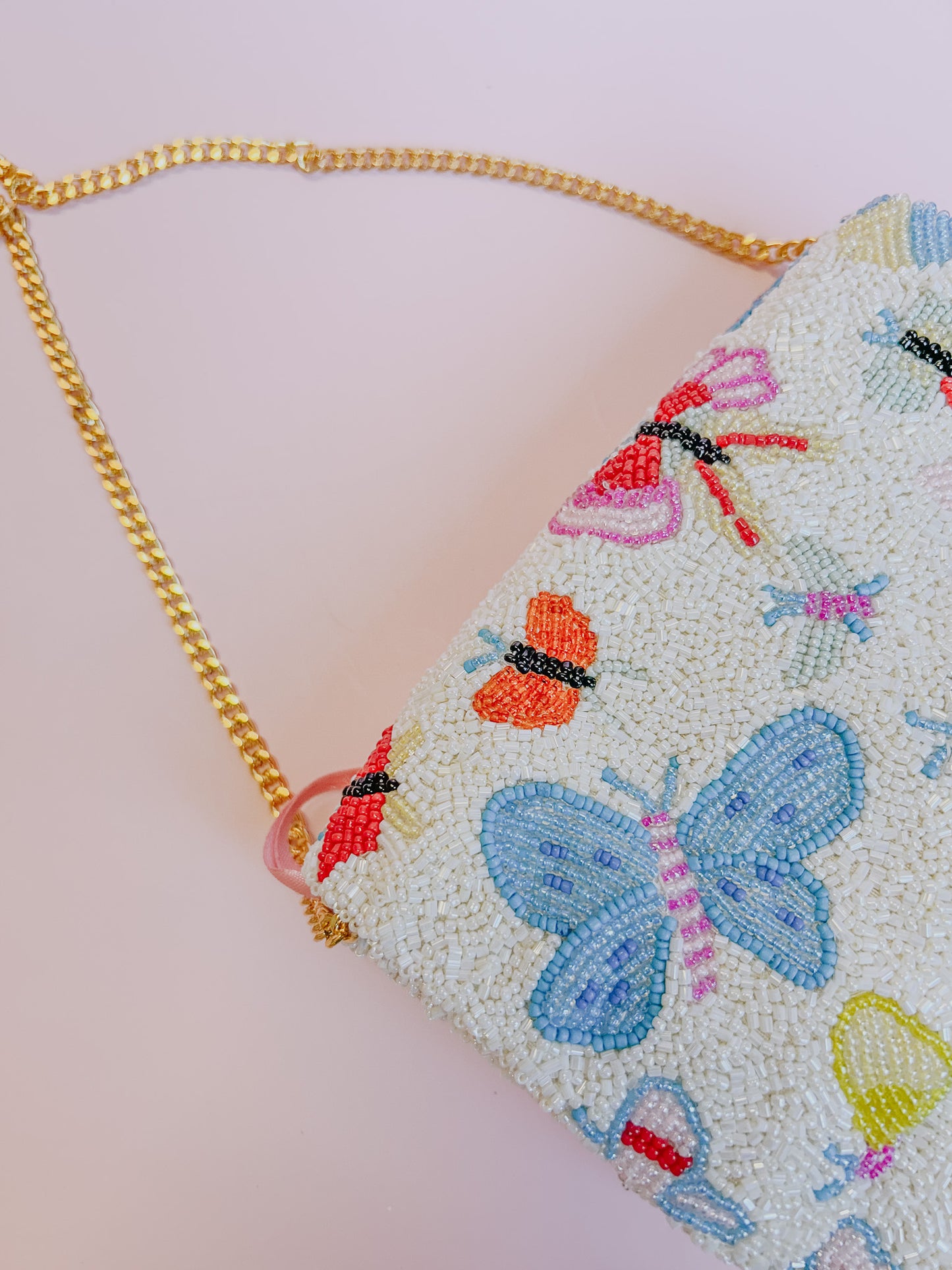 Ivory Butterfly Beaded Bag