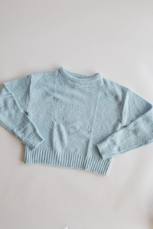 Plush Knit Crewneck Sweater | Light Blue