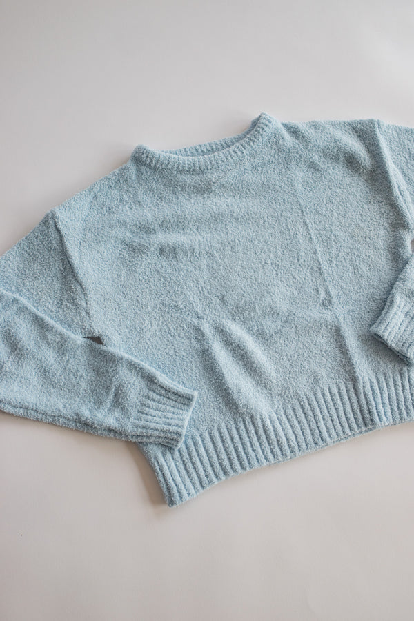 Plush Knit Crewneck Sweater | Light Blue