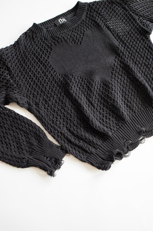 Heart Knit Sweater | Black