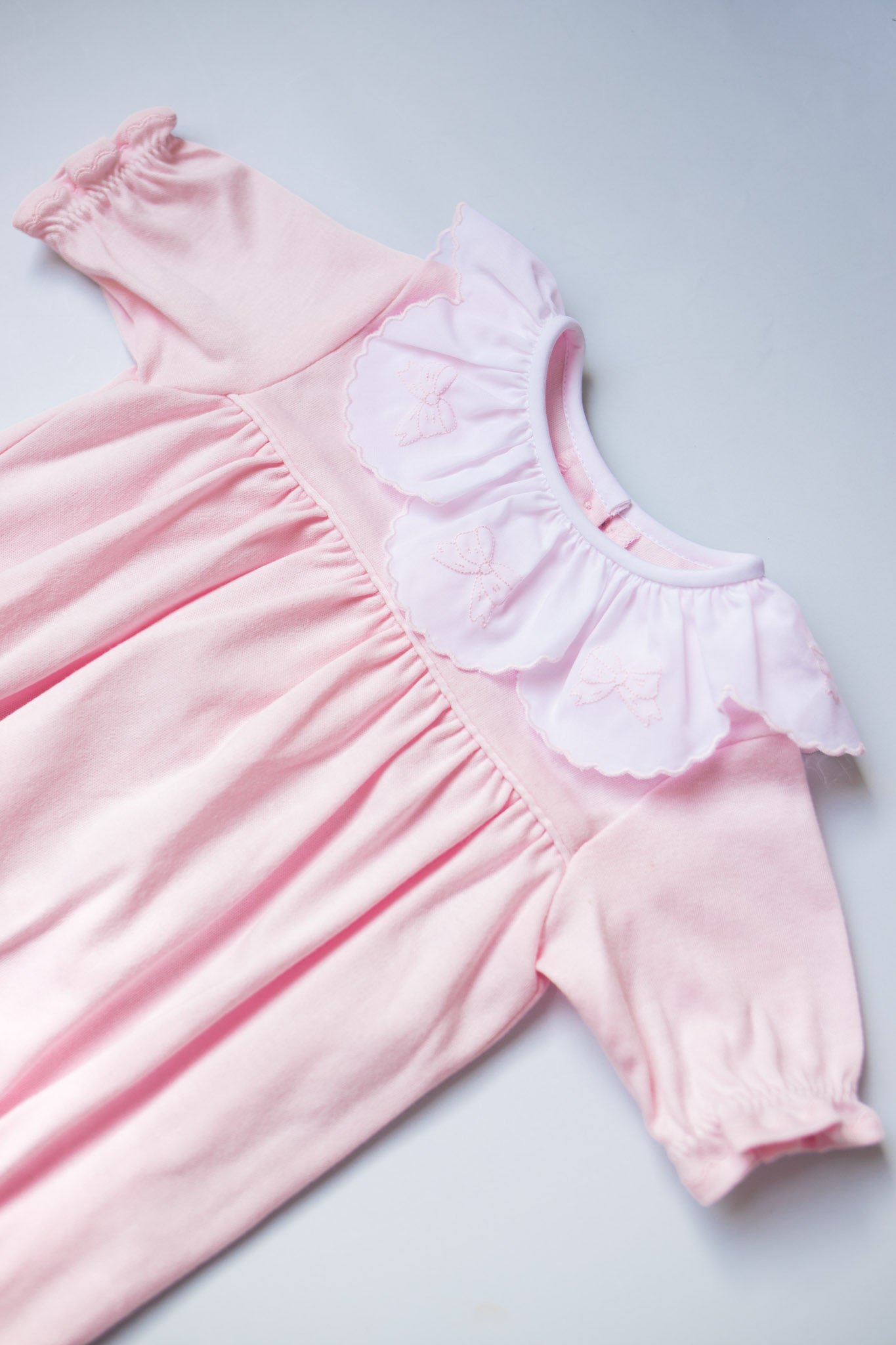 Pink Bow Scallop Collar Gown