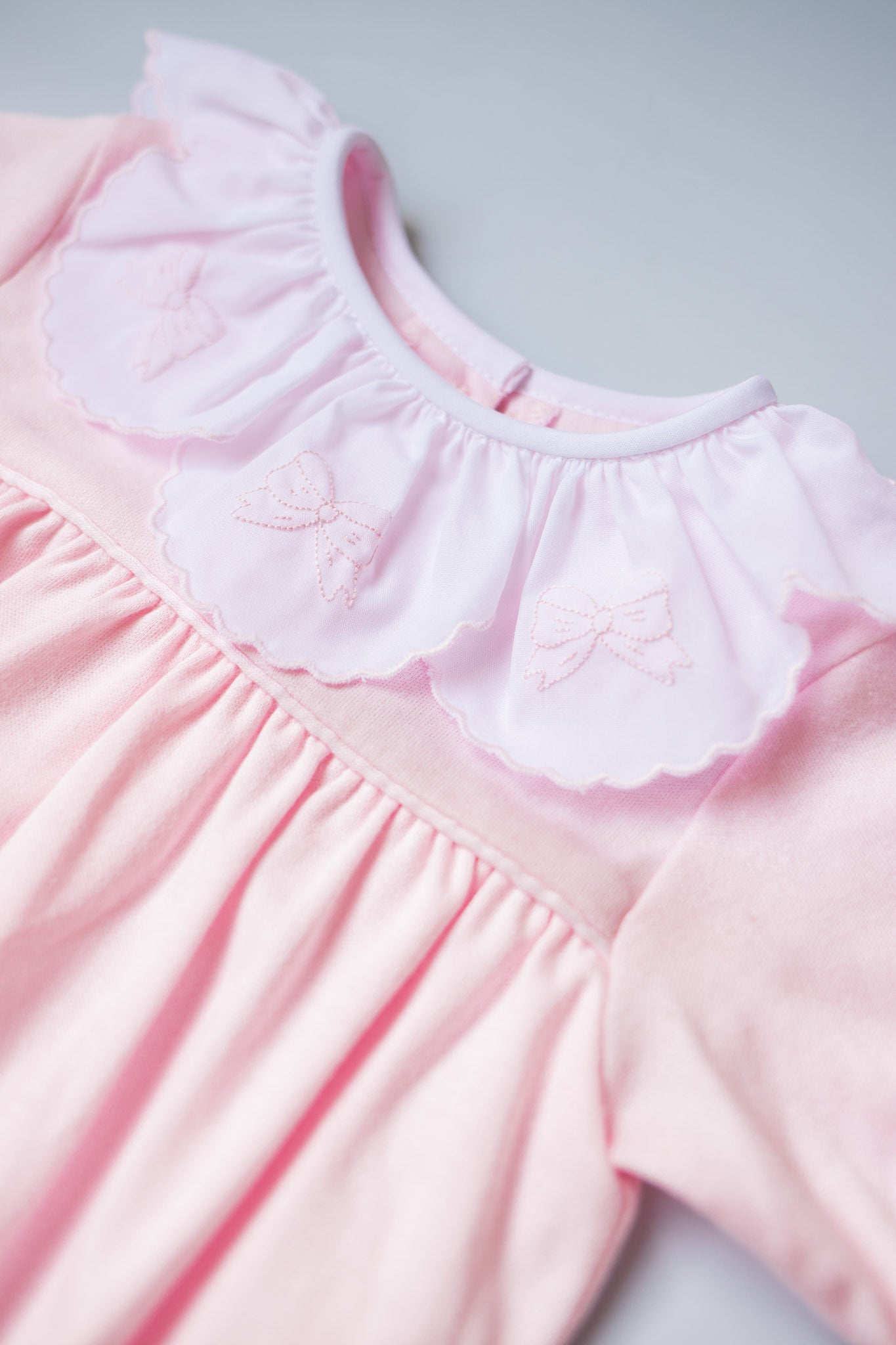 Pink Bow Scallop Collar Gown