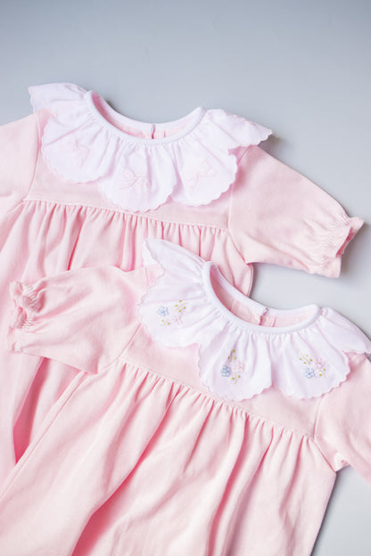 Pink Bow Scallop Collar Gown