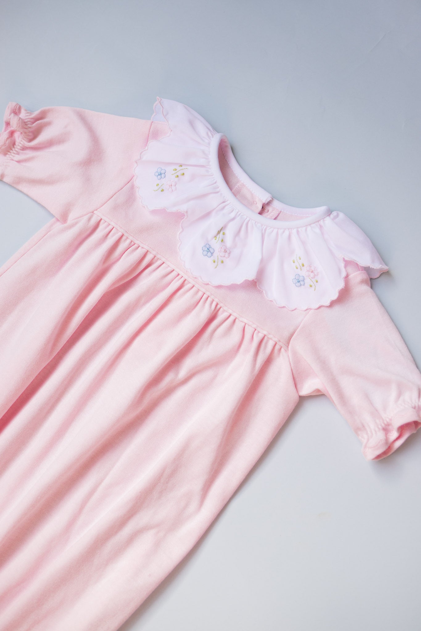 Pink Floral Scallop Collar Gown