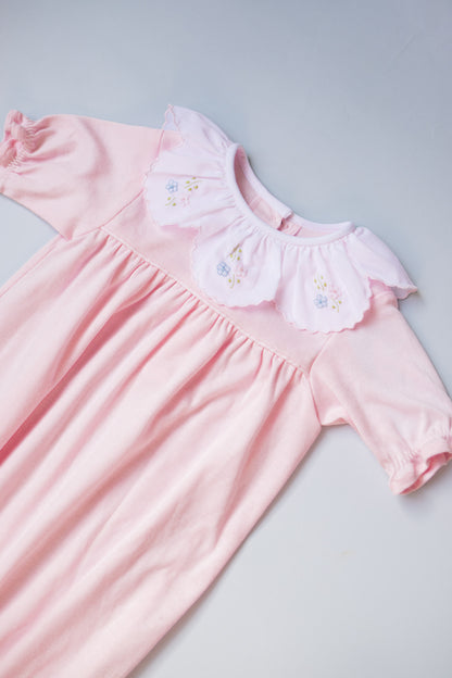 Pink Floral Scallop Collar Gown