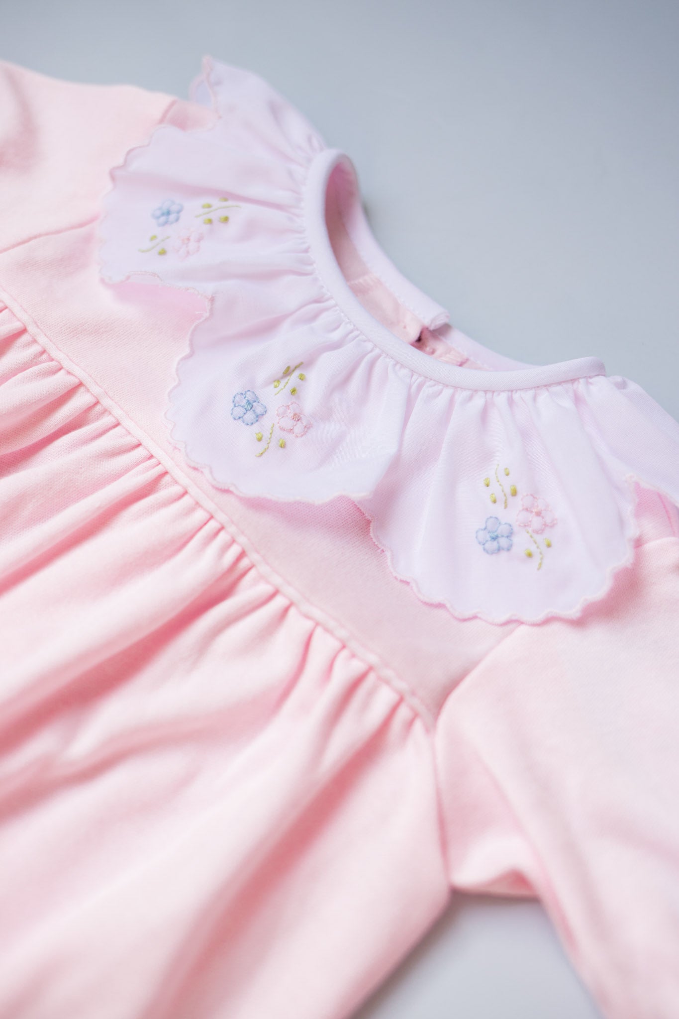 Pink Floral Scallop Collar Gown