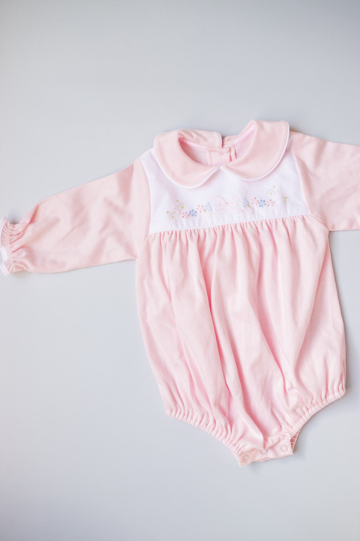 Pink Bow & Blossom Embroidered Bubble