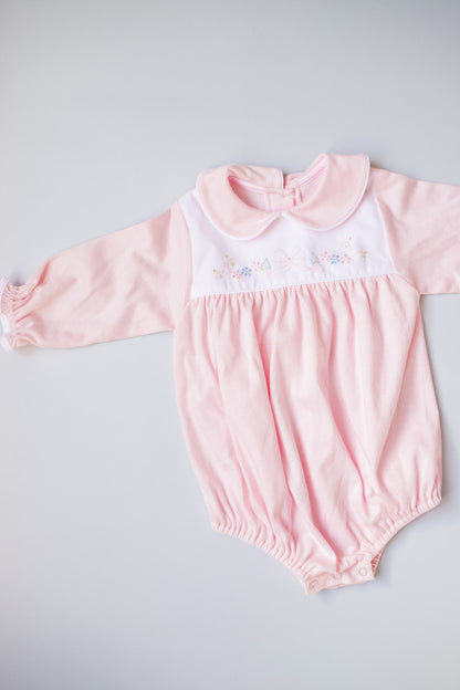 Pink Bow & Blossom Embroidered Bubble