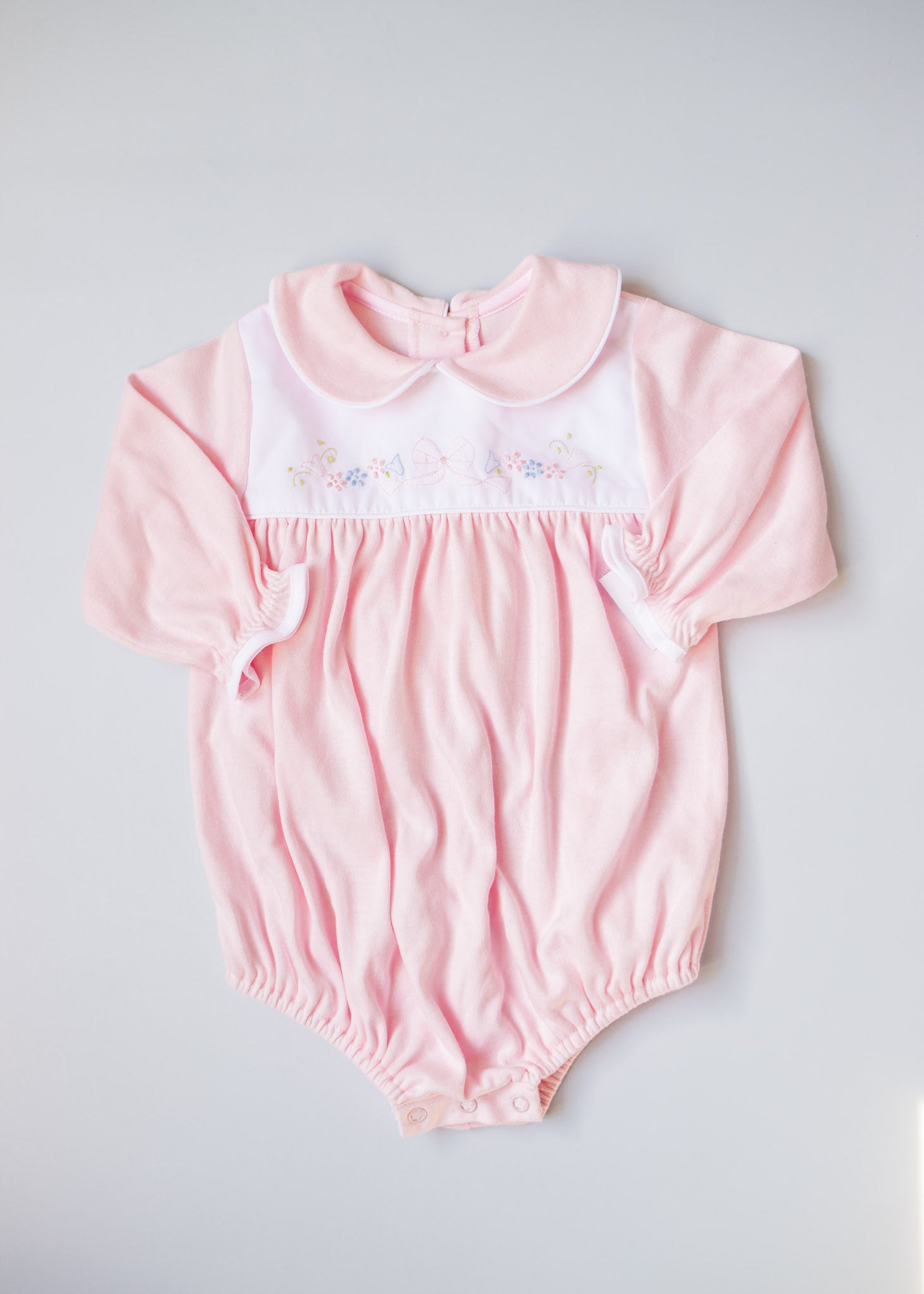 Pink Bow & Blossom Embroidered Bubble