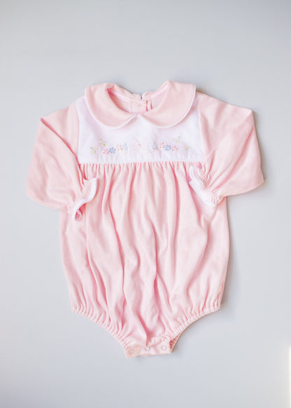 Pink Bow & Blossom Embroidered Bubble