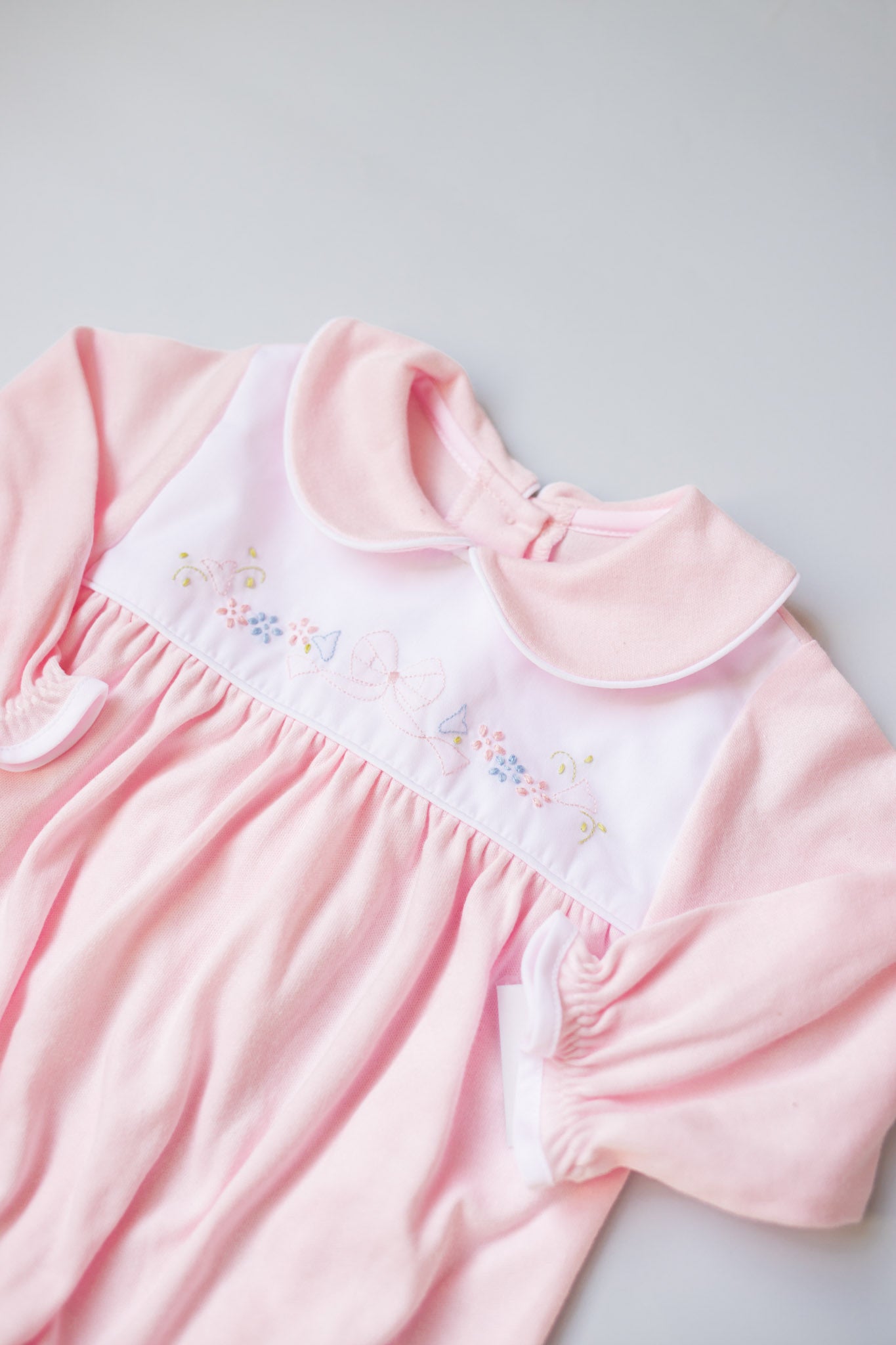 Pink Bow & Blossom Embroidered Bubble