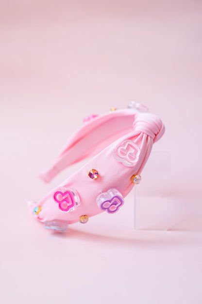 Music Note Charm Knot Headband | Pink