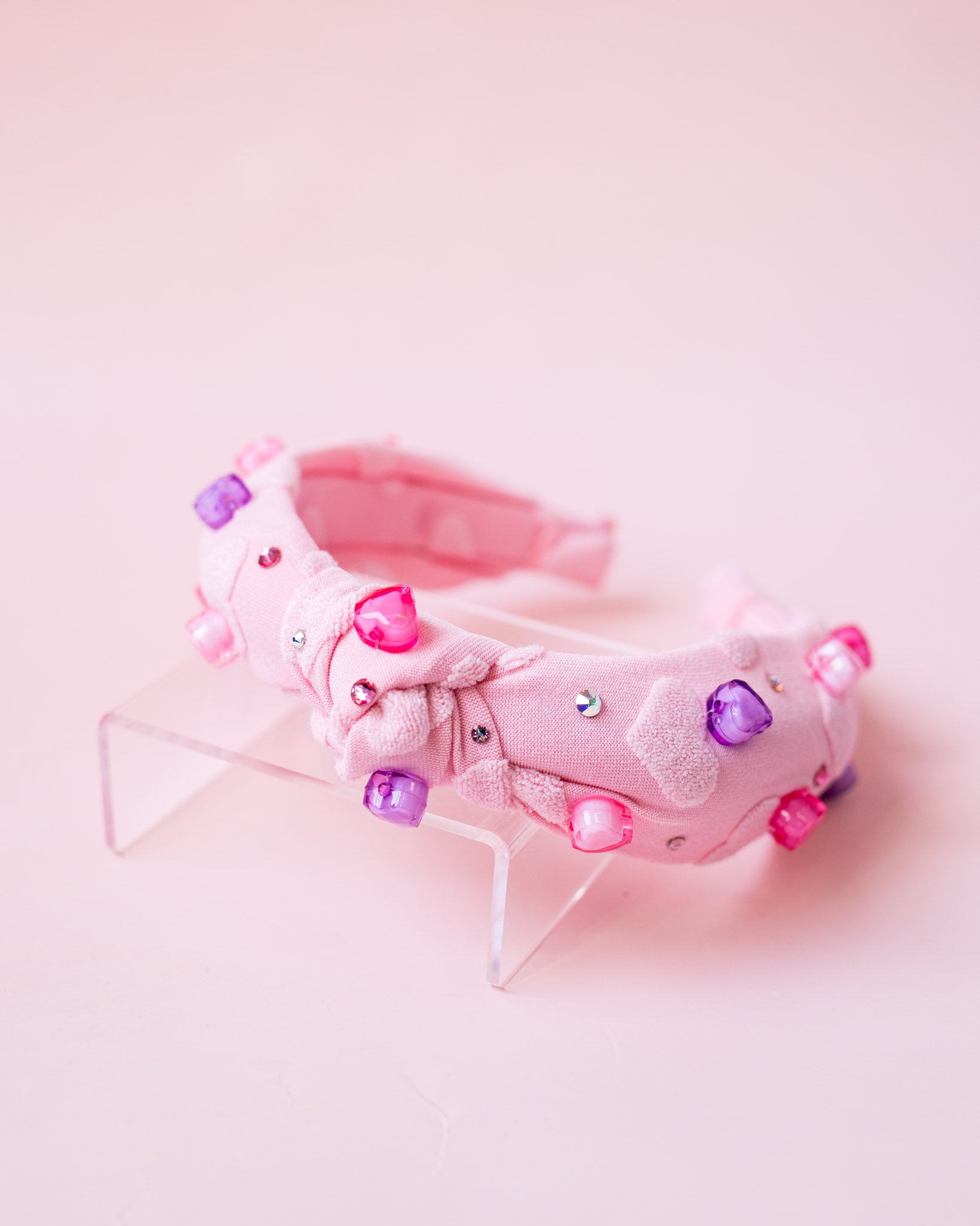 Heart Terry Knot Headband  with Hearts | Pink