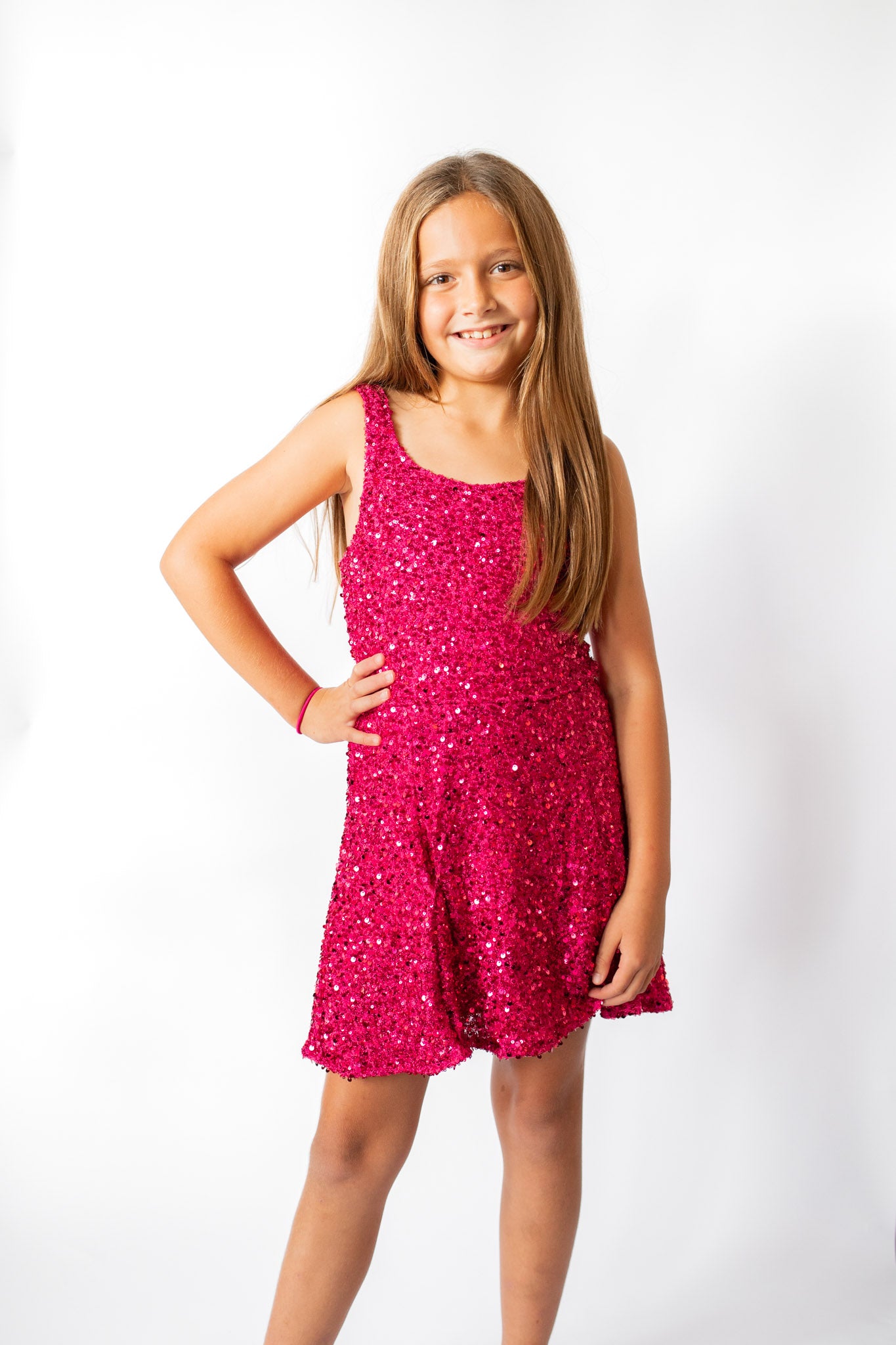 Sequin Flare Dress | Hot Pink