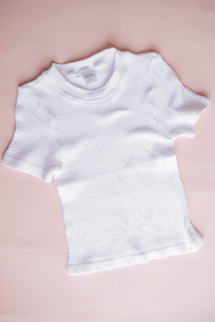 Smocking Short Sleeve Top | White