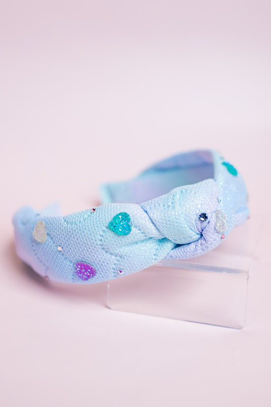 Crystal Heart Quilted Knot Headband | Mermaid Tie Dye