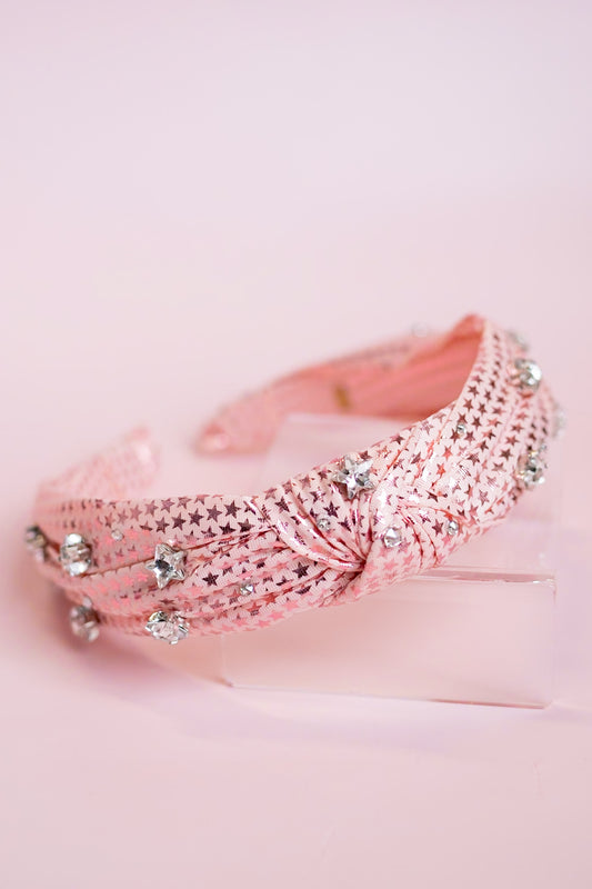 Metallic Star Jewel Knot Headband | Pink
