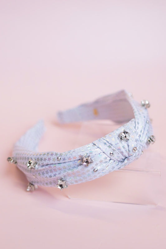 Metallic Star Jewel Knot Headband | White