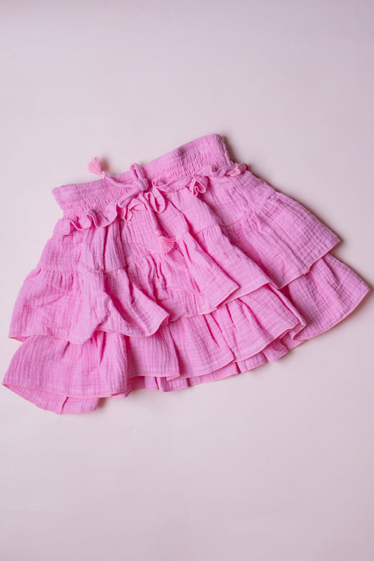Tassel Tiered Skirt | Pink