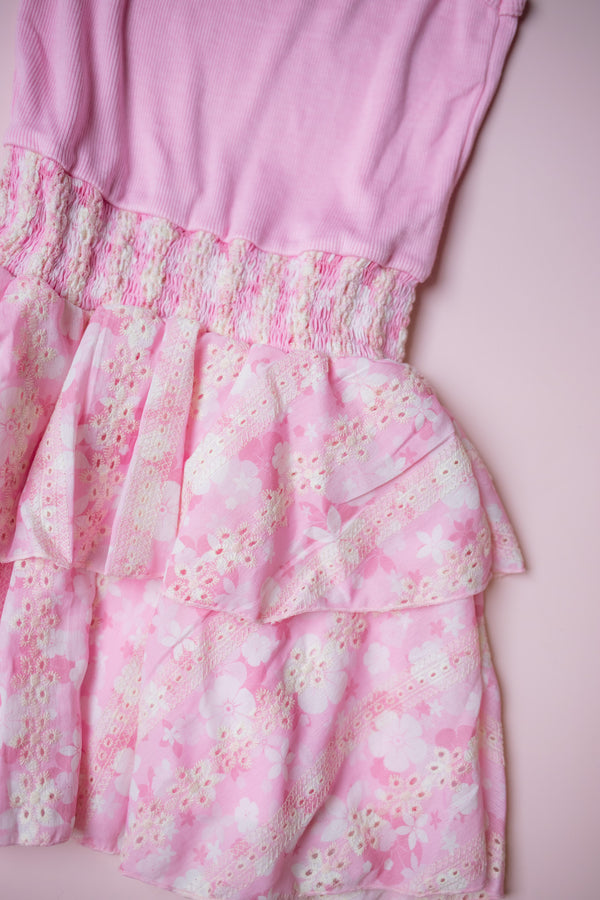 Tiered Tank Dress  | Pink Floral