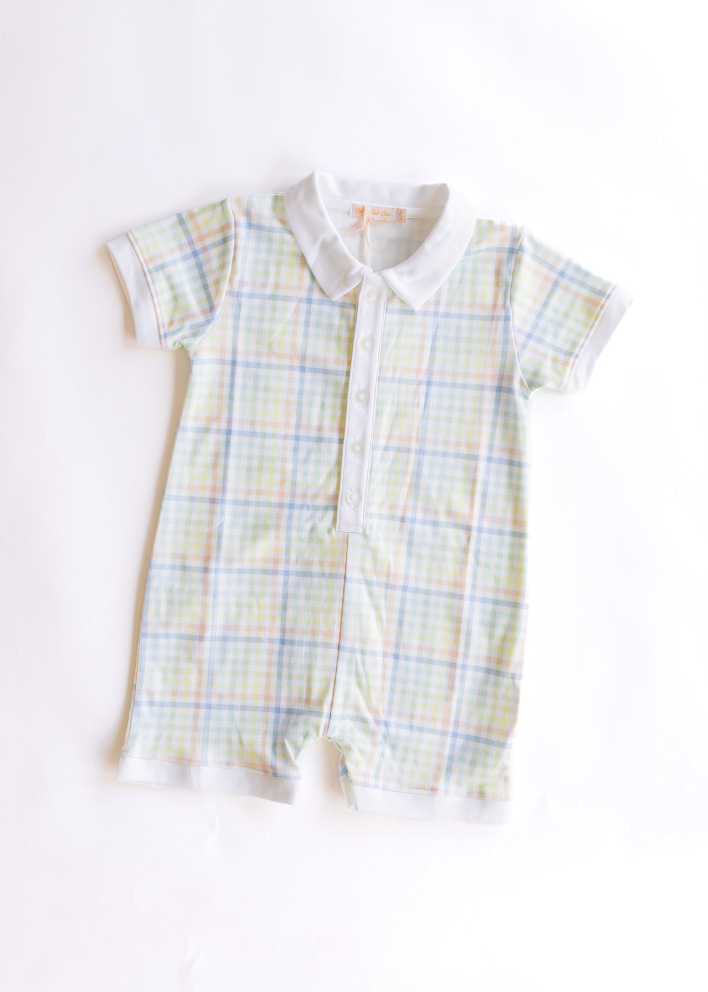 gingham adventure romper with collar