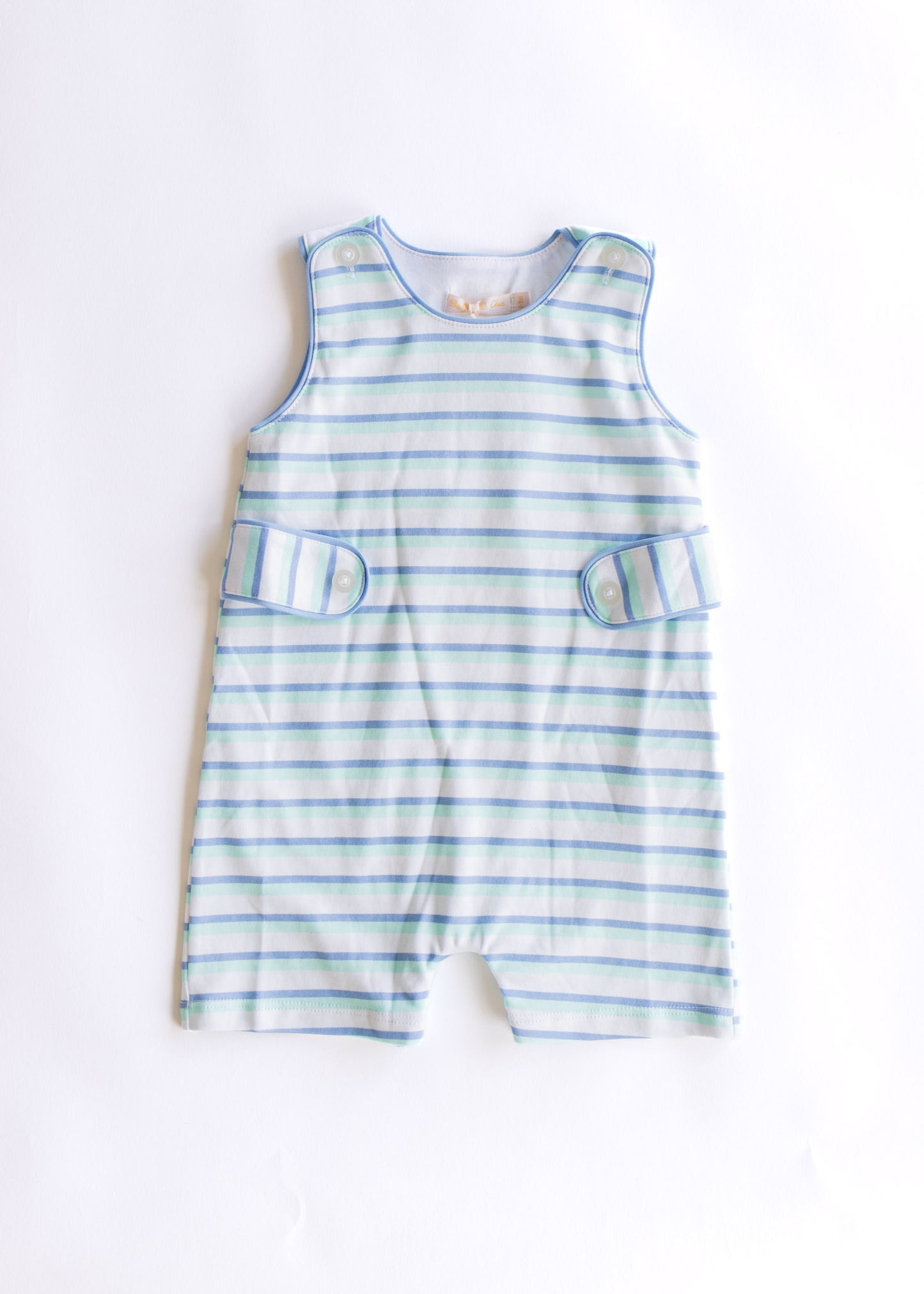 tee time stripes romper w/buttons