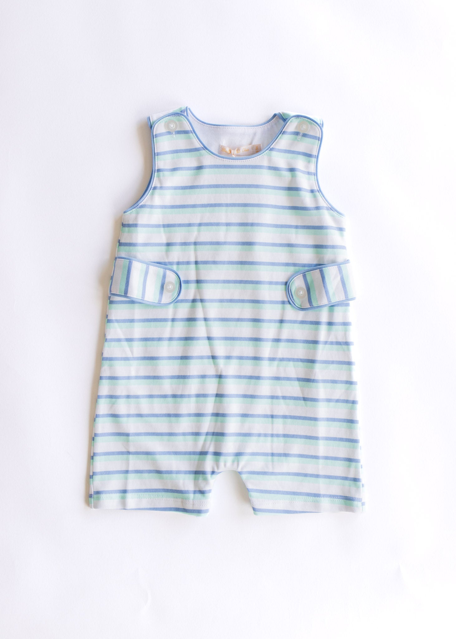 tee time stripes romper w/buttons