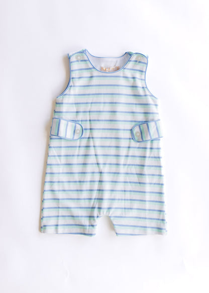 tee time stripes romper w/buttons