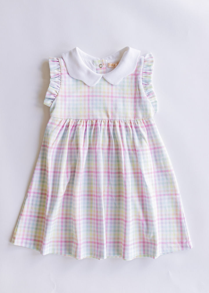 gingham sunshine dress w/scalloped collar