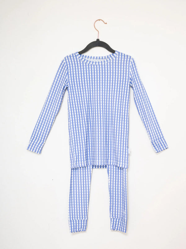 Long Sleeve Pajama Set | French Blue Gingham