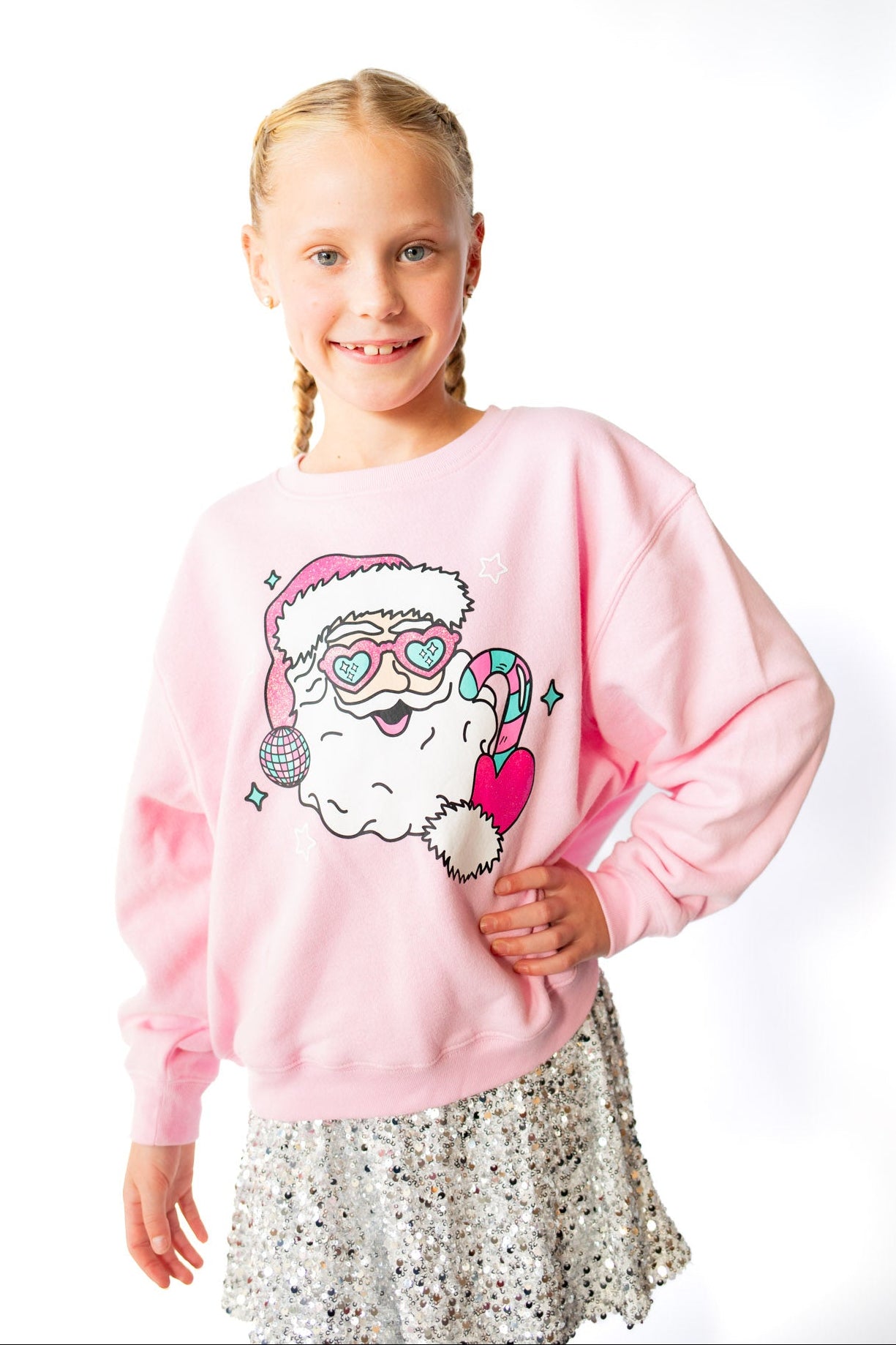 XOXO by Magpies Disco Santa Sweatshirt | Bubble Gum Pink
