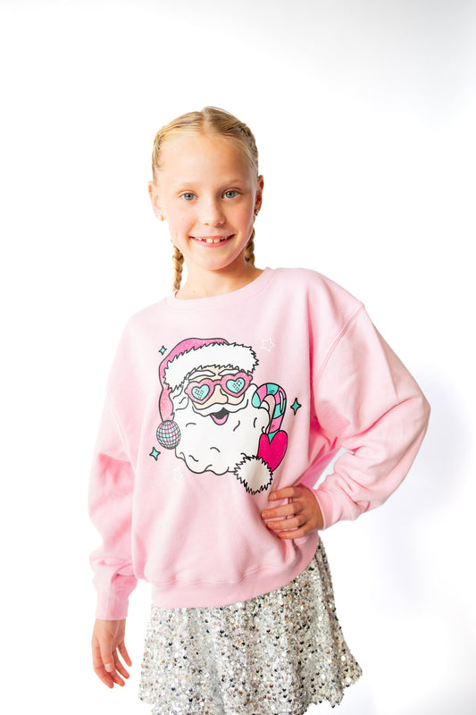 XOXO by Magpies Disco Santa Sweatshirt | Bubble Gum Pink