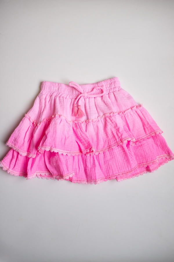 Tiered Eyelet Trim Skirt | Pink Ombre