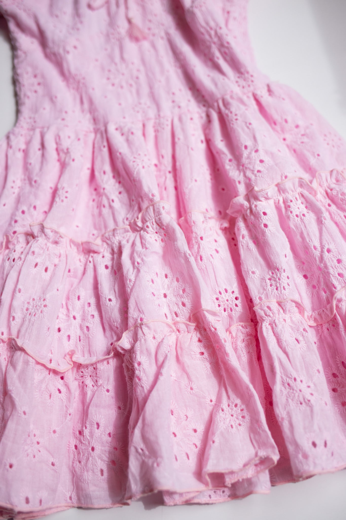 Tiered Cap Sleeve Eyelet Dress | Light Pink