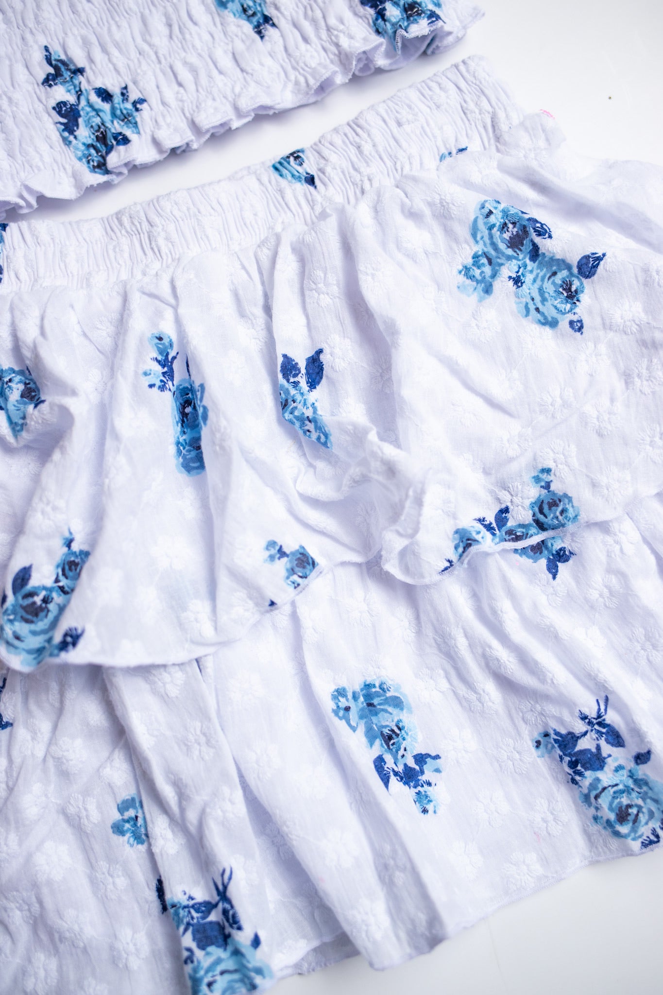 Eyelet Tiered Skirt |  Blue Roses