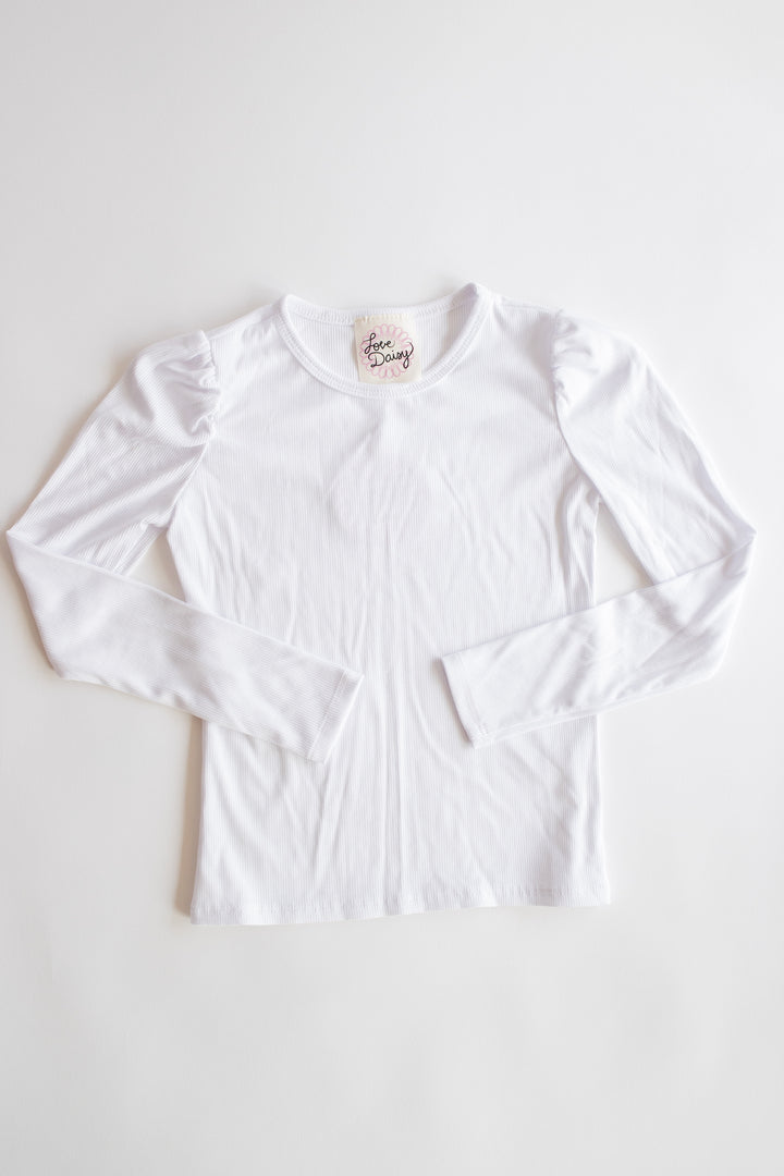 Long Sleeve Top With Sleeve Shirring | Cream