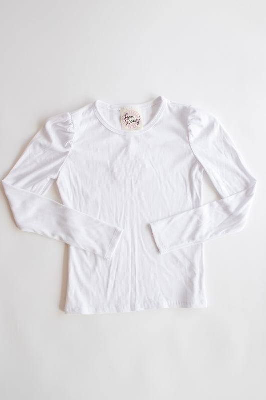 Long Sleeve Top With Sleeve Shirring | Cream
