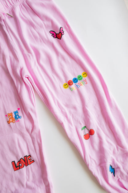 Multi Icon Sweatpant | Pink