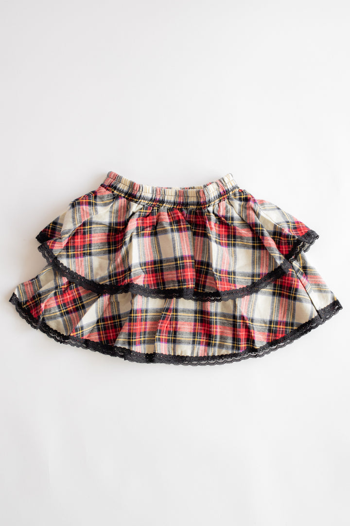 Tartan Flannel Plaid Skirt | Red Multi