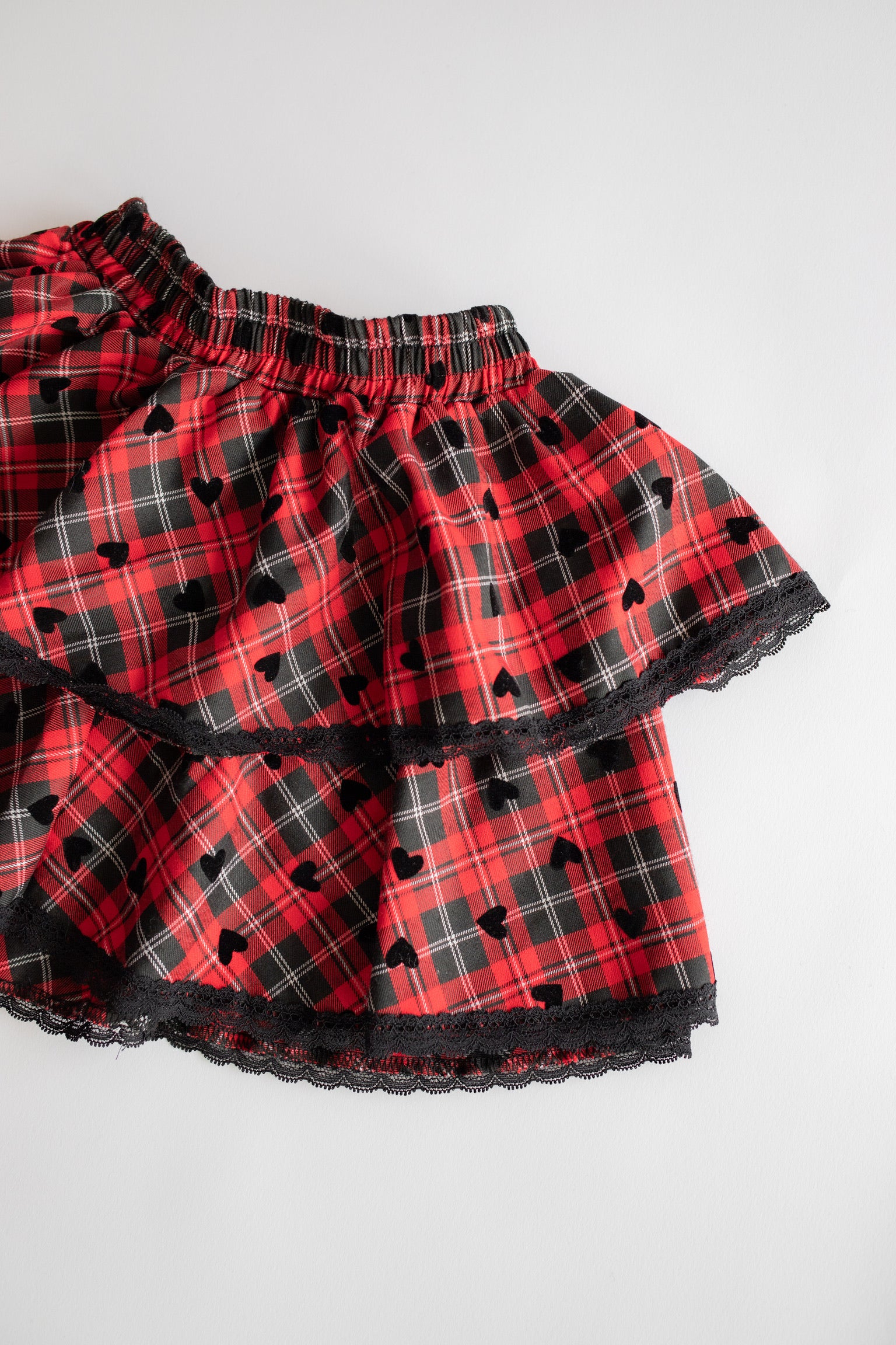 Heart Plaid Skirt | Red + Black