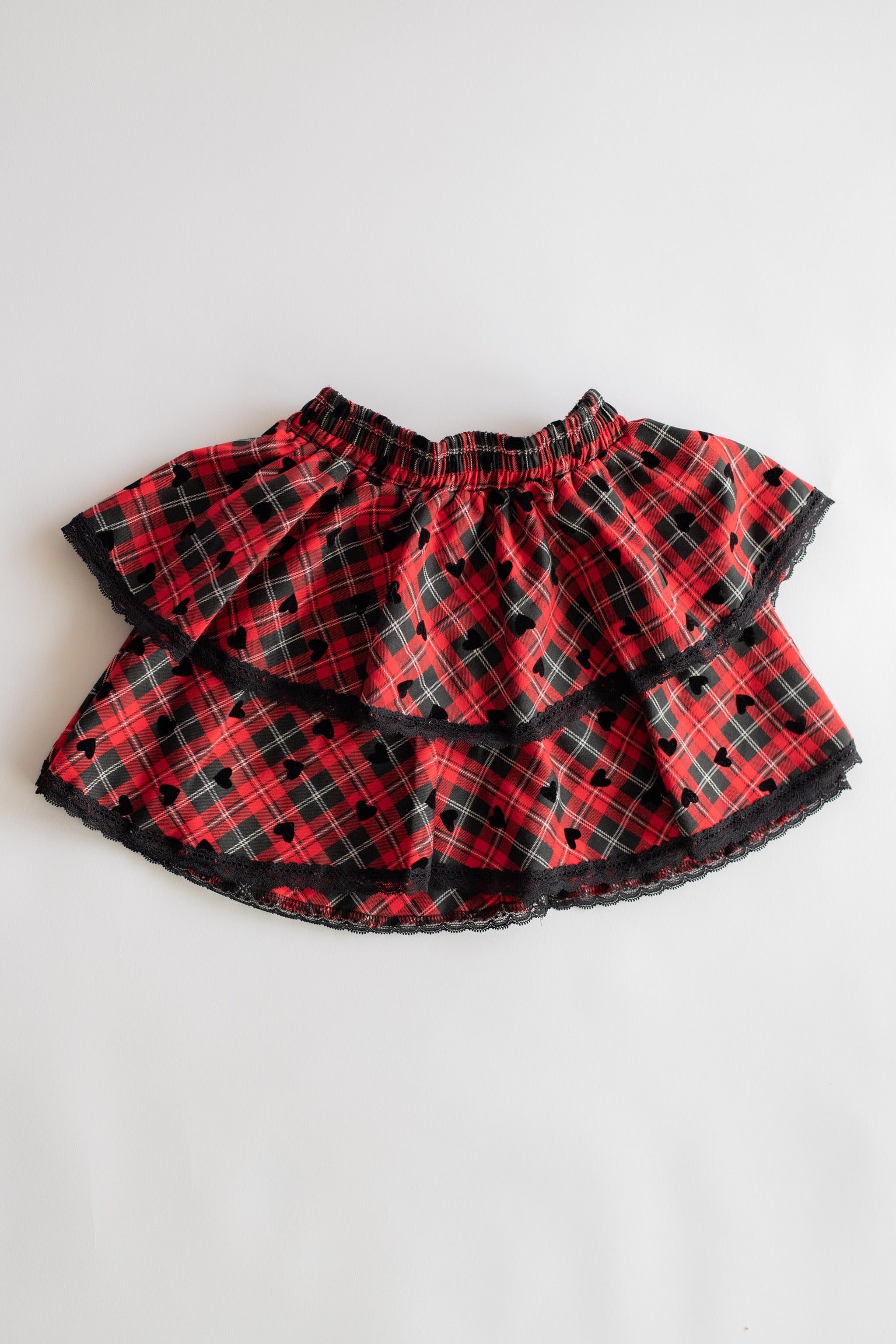 Heart Plaid Skirt | Red + Black