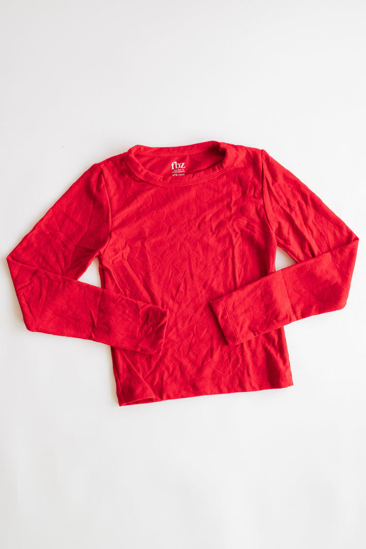 Embossed Heart Long Sleeve | Red