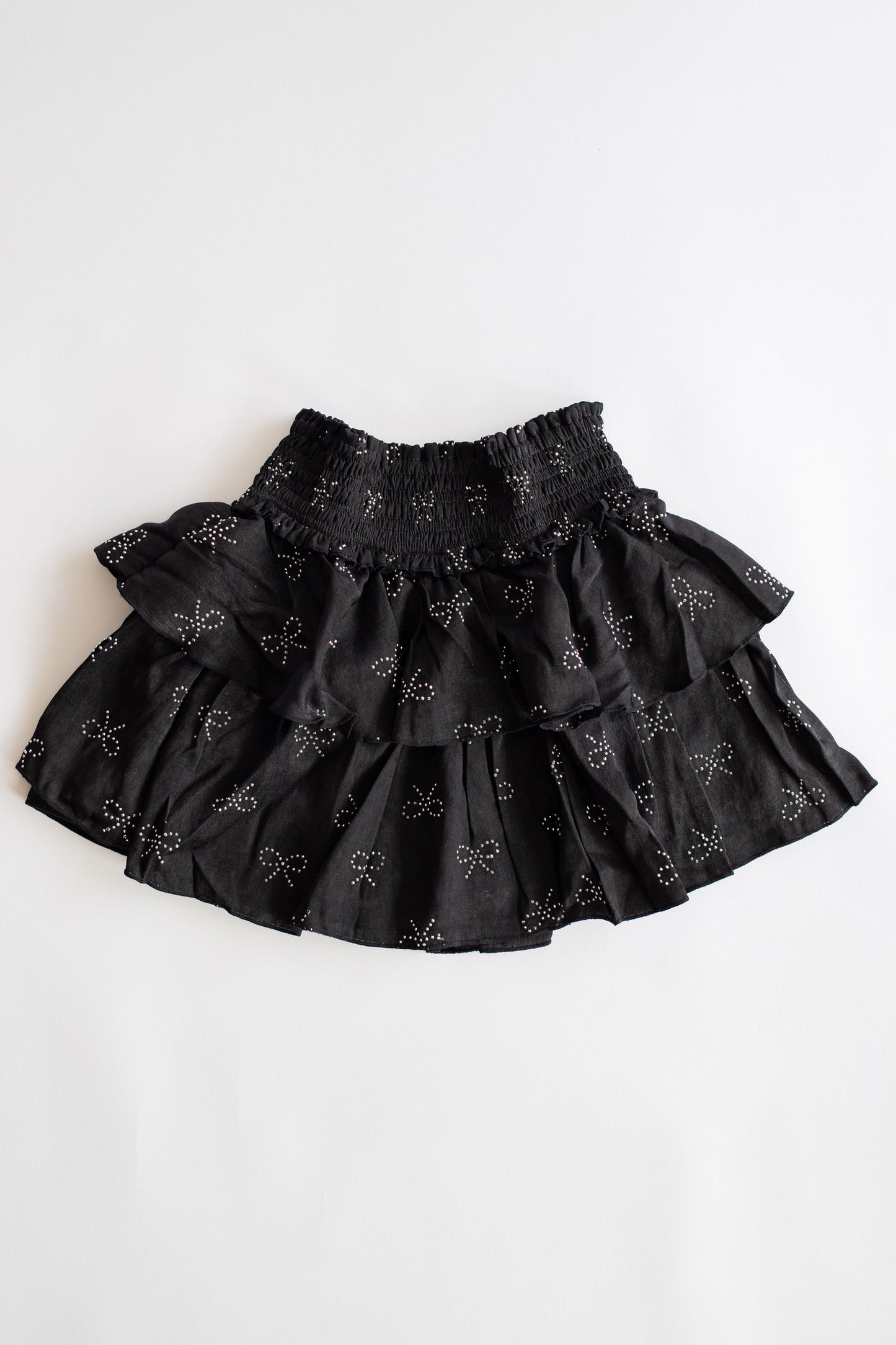 Tiered Silver Bow Skirt | Black