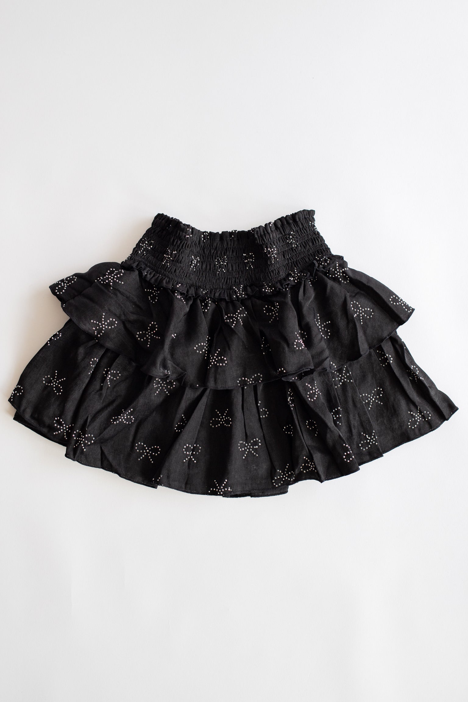 Tiered Silver Bow Skirt | Black